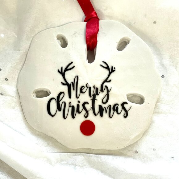 Ceramic Sand Dollar Christmas Ornament-New! - Picture 2 of 3